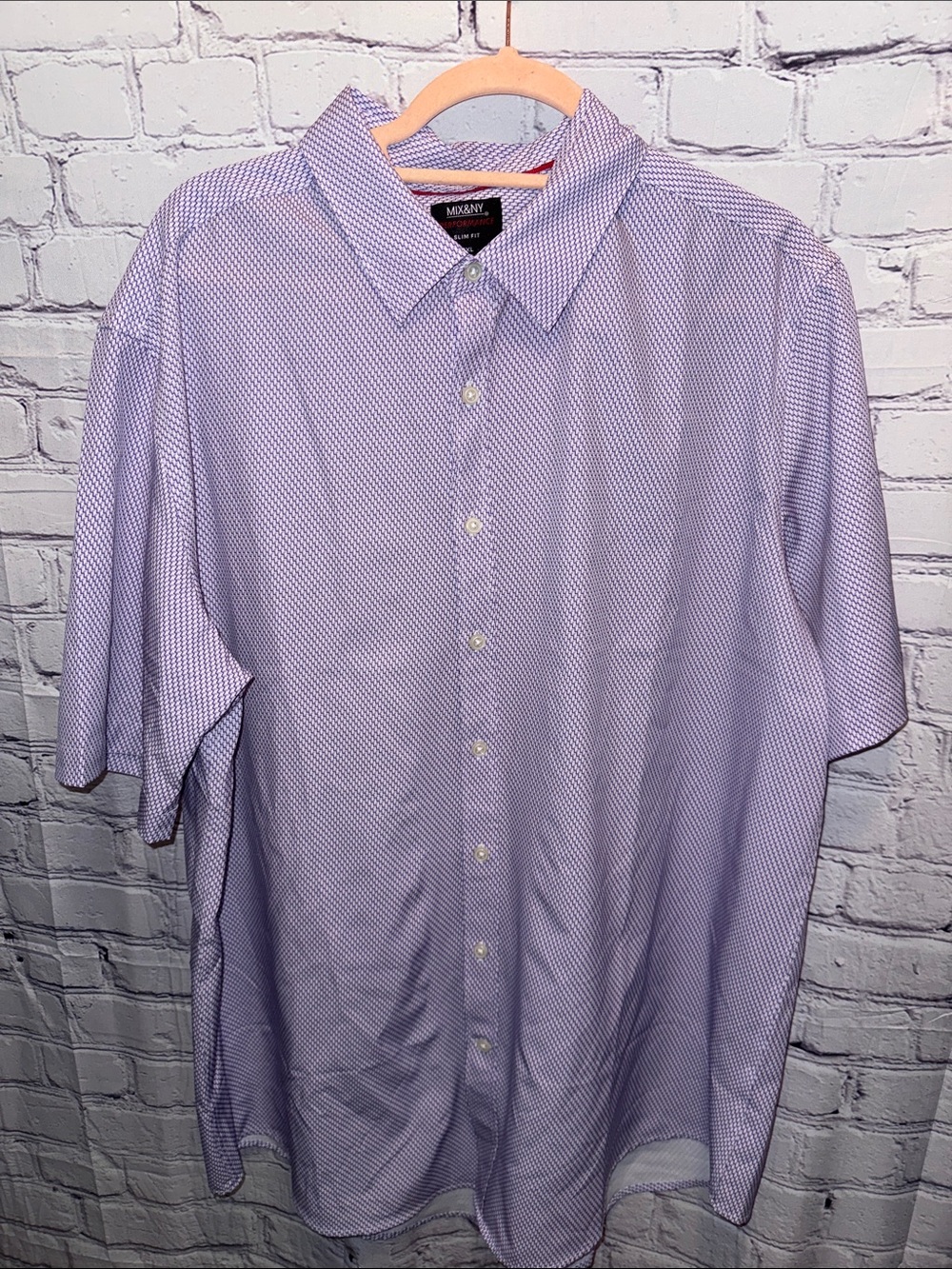 MIX&NY Men's Lavender Short Sleeve Button-Down Shirt